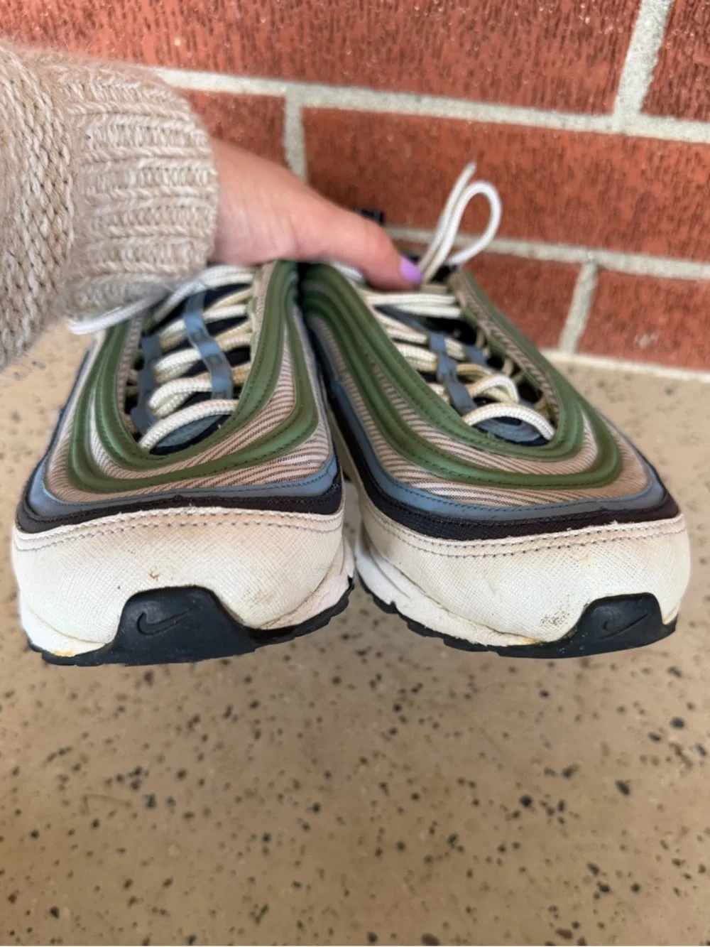2008 Nike Air Max 97 Womens Size 8.5 green blue grey color sneaker shoes‎